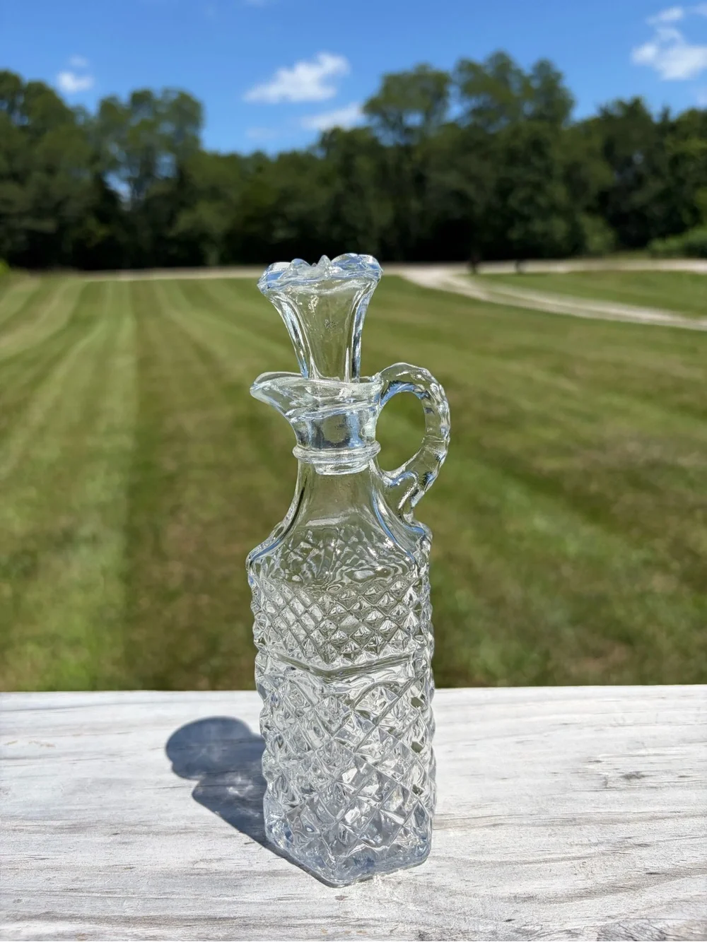 Vintage Cruet Anchor Hocking Wexford Glass Bottle with Stopper